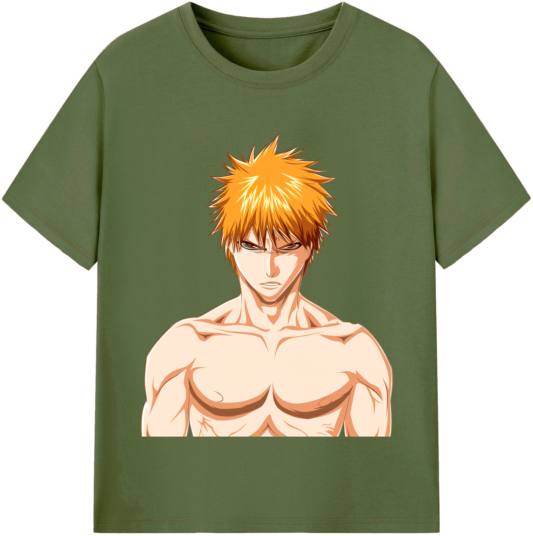 （画像用） ブリーチ 黒崎一護（くろさき いちご）BLEACH Kurosaki Ichigo 綿100％半袖Tシャツ（フロントプリント）